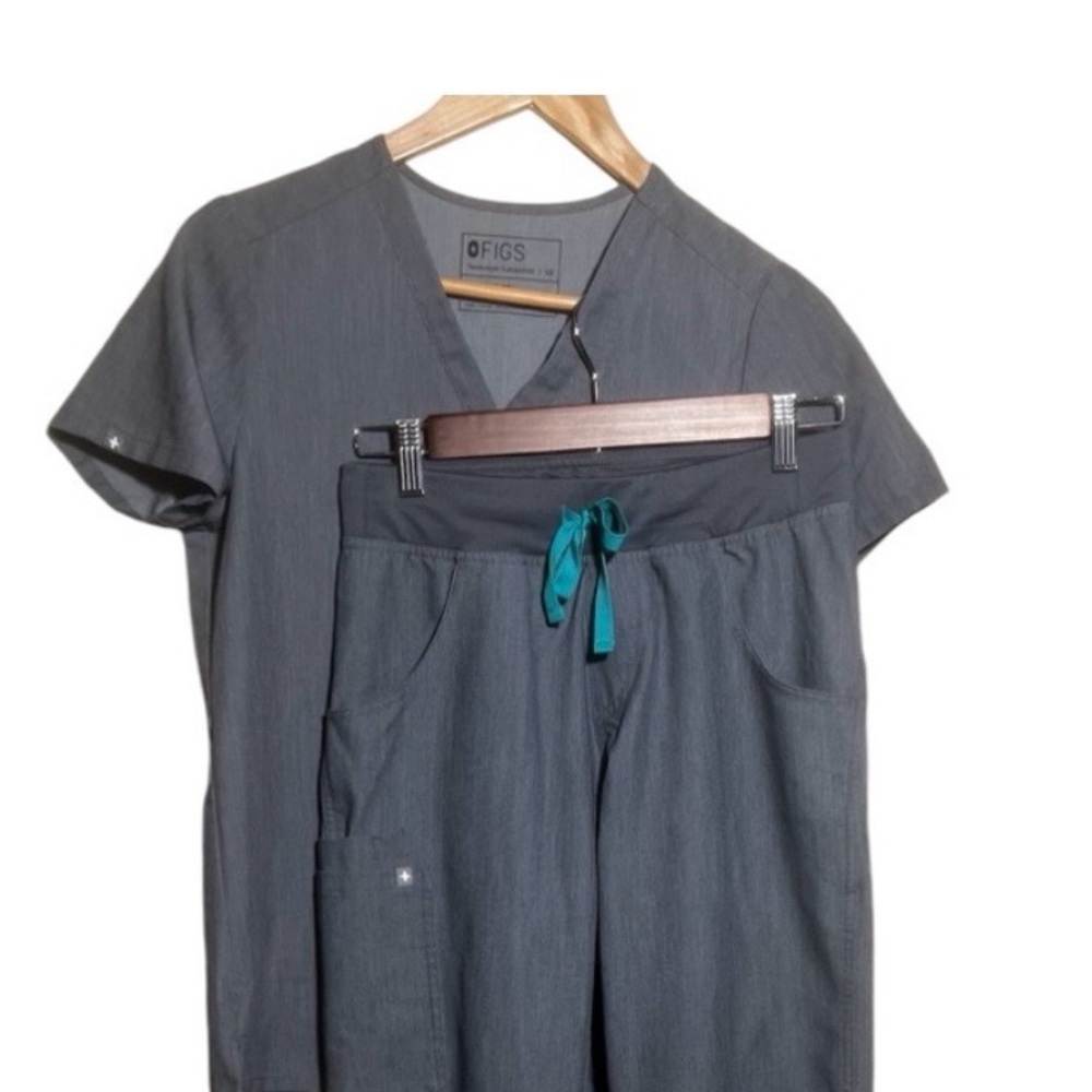 Figs Set Catarina Top & Kade Cargo Pants Size XS Graphite